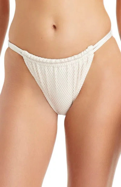 Sanctuary Double Tunnel Metallic Hipster Bikini Bottoms In White