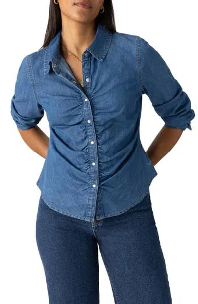 Sanctuary Dream Girl Denim Snap Shirt In Ball Park