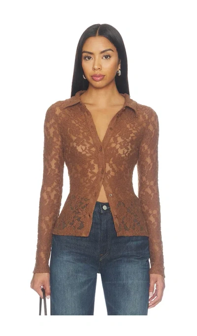 Sanctuary Dreamer Lace Shirt In Brown