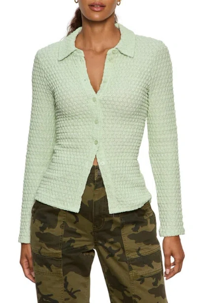 Sanctuary Dreamer Textured Bubble Knit Button-up Shirt In Multi