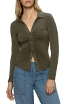 Sanctuary Easy Go Ruched Button-up Shirt In Kalamata