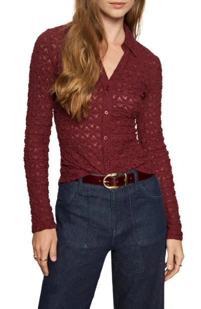 Sanctuary Dreamgirl Lace Button-up Shirt In Red