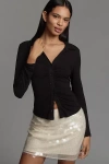 Sanctuary Dreamgirl Long-sleeve Button-up Top In Black