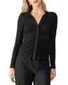 Sanctuary Dreamgirl Ruched Knit Shirt In Black