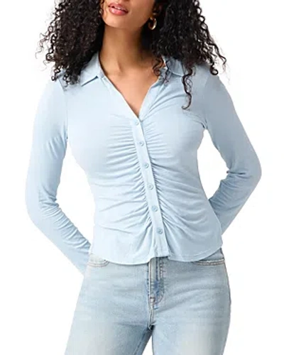 Sanctuary Dreamgirl Ruched Knit Shirt In Blue Bliss