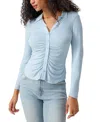 Sanctuary Dreamgirl Ruched Knit Shirt In Blue Bliss