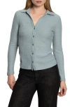 Sanctuary Dreamgirl Textured Knit Button-up Shirt In Gray