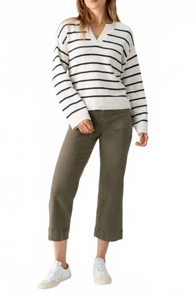 Sanctuary Dropped Shoulders Chill Vibes Sweater In Chalk Black Stripe In Multi