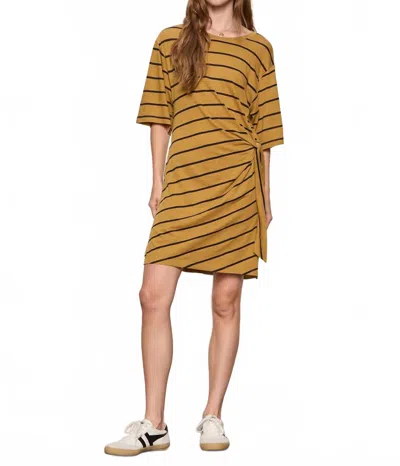 Sanctuary Easier Together Tie Knit Dress In Cumin/black Stripe In Brown