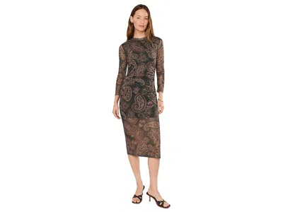 Sanctuary Easy Autumn Mesh Dress Women's Dress Cocoa Paisley: Sm (us 4-6), Polyester/spandex In Brown