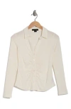 Sanctuary Easy Go Ruched Button-up Shirt In Scone