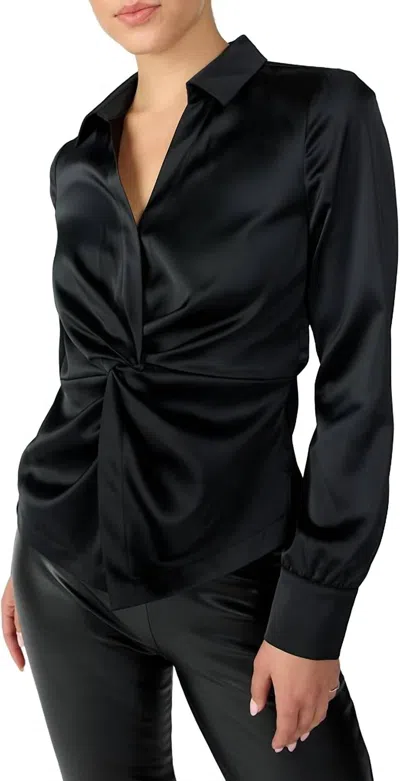 Sanctuary Easy On Me Satin Blouse In Black