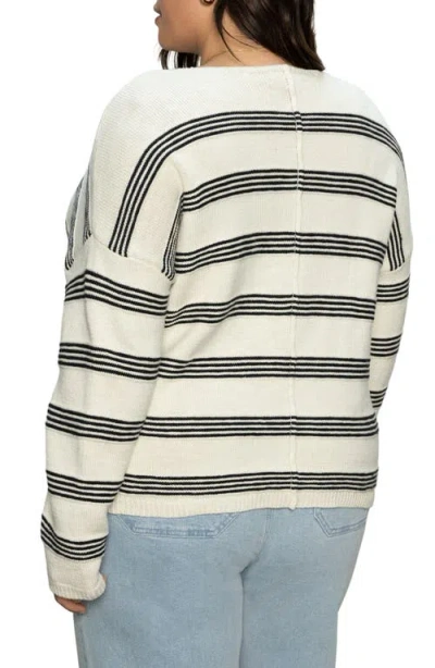 Sanctuary Easy V-neck Cotton Sweater In Light Oat