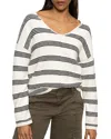 Sanctuary Women's Cotton Striped Easy V-neck Sweater In Light Oat