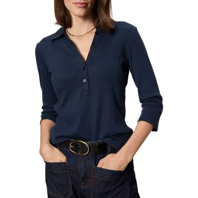 Sanctuary Echo Rib Henley Top In Blue