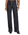 Sanctuary Ekara High Rise Slim Wide Leg Jeans In Indigo Dark Rinse Wash In Blue