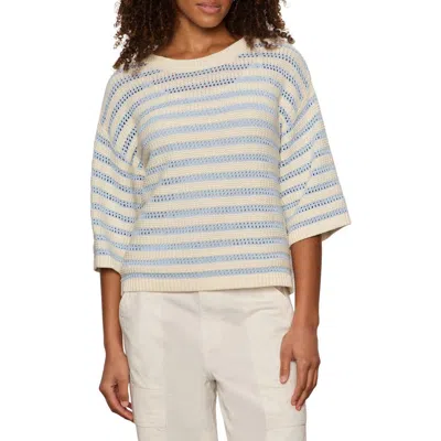 Sanctuary Elle Stripe Crochet Knit Sweater In White