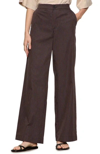 Sanctuary Eloise Pinstripe Wide Leg Pants In Brown