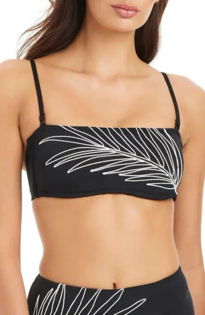 Sanctuary Embroidered Bandeau Bikini Top In Black