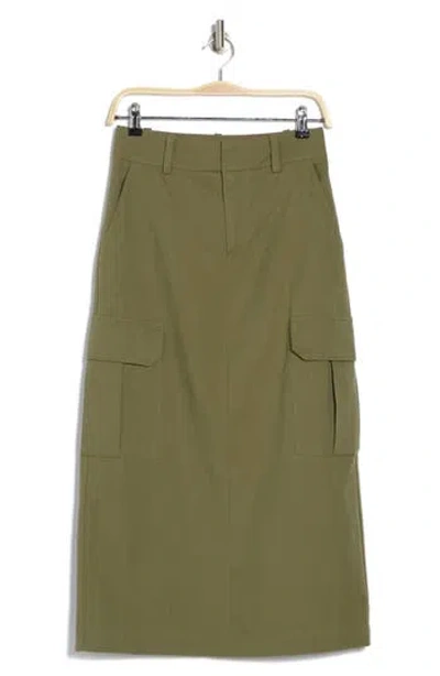 Sanctuary Essential Cotton Blend Cargo Midi Skirt In Green