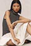 Sanctuary Essential Stripe Sleeveless Mock Neck Knit Top In Black