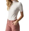 Sanctuary Essential Short Sleeve Mock Neck Top In Birch In Grey