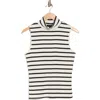 Sanctuary Essential Sleeveless Mock Neck Knit Top In Scone/black Stripe