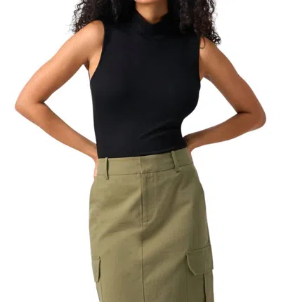 Sanctuary Essential Sleeveless Mock Neck Tank In Black