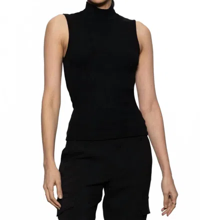 Sanctuary Essential Sleeveless Mock Neck Tank In Black