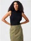 Sanctuary Essential Sleeveless Mock Neck Tank Top In Black In Black