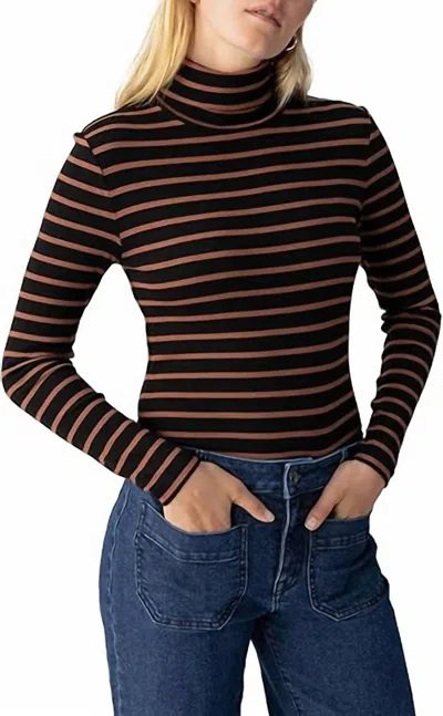 Sanctuary Essential Turtleneck Sweater In Almond/black Multi