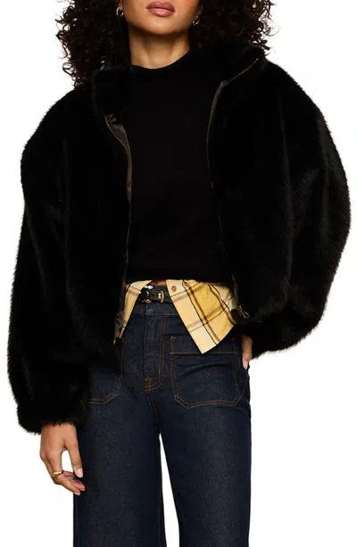 Sanctuary Everest Faux Fur Bomber Jacket In Black