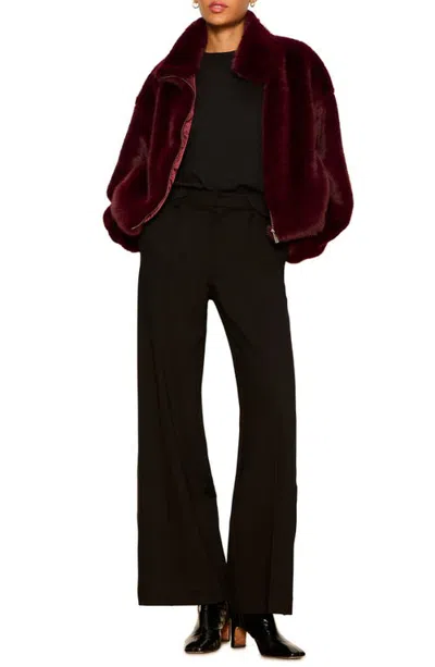 Sanctuary Everest Faux Fur Bomber Jacket In Bordeaux Burgundy