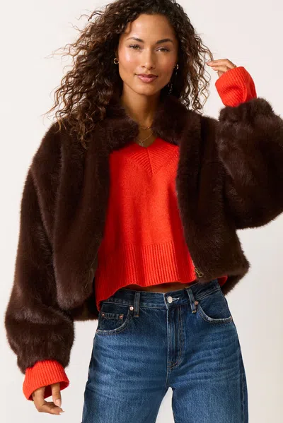 Sanctuary Everest Fur Bomber In Brown