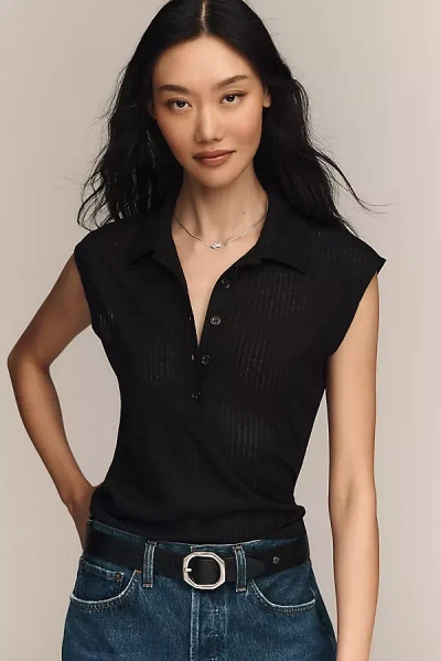 Sanctuary Everyday Collared Muscle Tee In Black