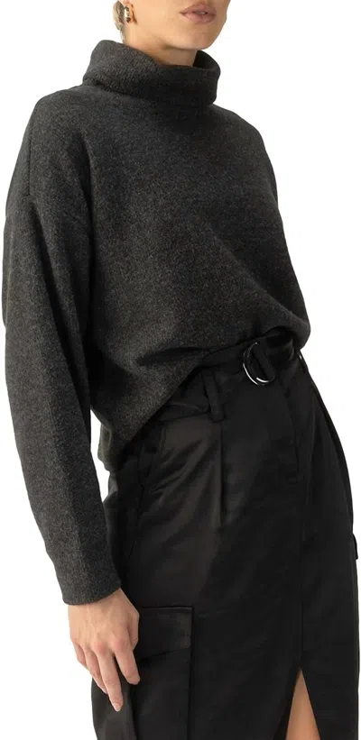 Sanctuary Everyday Cozy Popover Turtleneck Sweater In Charcoal