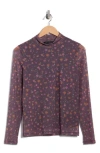 Sanctuary Everyday Mock Neck Long Sleeve Mesh Top In Burgundy