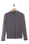 Sanctuary Everyday Mock Neck Long Sleeve Mesh Top In Multi