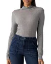 Sanctuary Exposed Seams Mock Neck Tee In Heather Charcoal In Gray