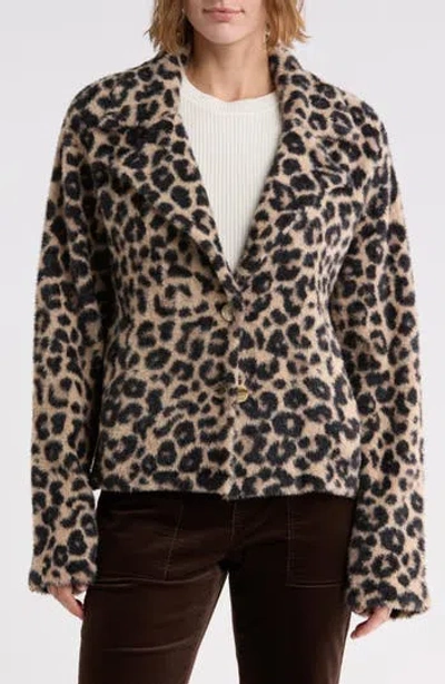 Sanctuary Eyelash Knit Jacket In Animal Print