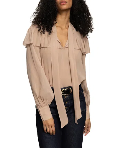 Sanctuary Fade Into You Ruffle Georgette Top In Brown