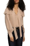 Sanctuary Fade Into You Ruffle Georgette Top In Brown