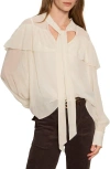 Sanctuary Fade Into You Ruffle Georgette Top In Neutral