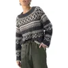 Sanctuary Fair Isle Crewneck Sweater In Heather Ash Multi