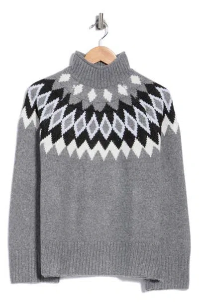 Sanctuary Fair Isle Mock Neck Sweater In Gray