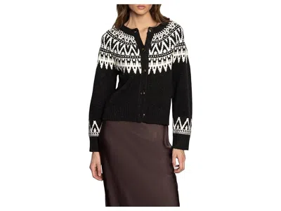 Sanctuary Fairisle Crew-neck Cardigan Sweater In Black