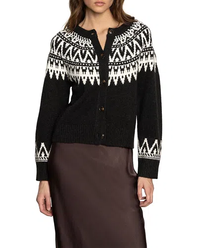 Sanctuary Fairisle Crewneck Cardigan In Black