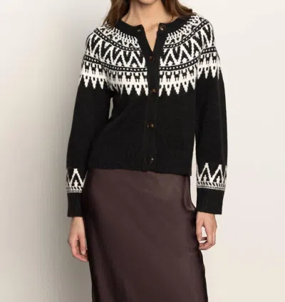 Sanctuary Fairisle Crewneck Cardigan In Ink Multi In Black