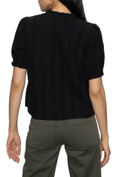 Sanctuary Fall Into You Cotton Button-up Top In Black
