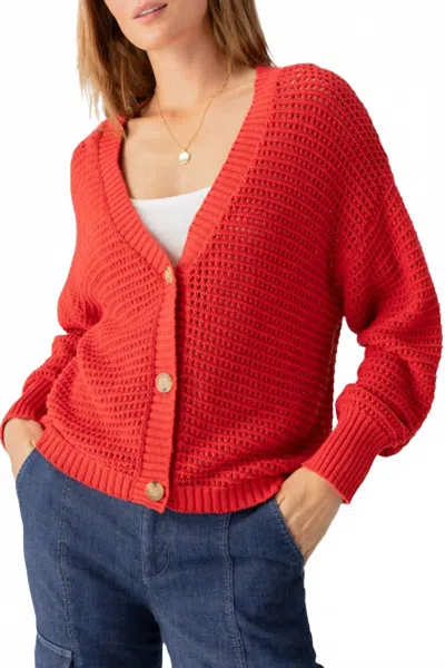 Sanctuary Falling For Fall Button Front Cardigan In Cherry Red